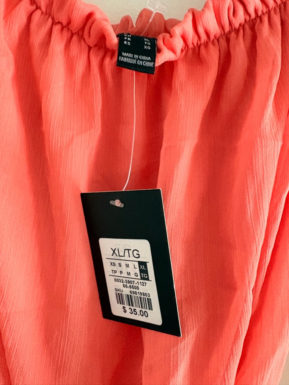 Forever 21 Coral Off Shoulder Chiffon Ruffle Mini Dress XL BNWT - Picture 2 of 5